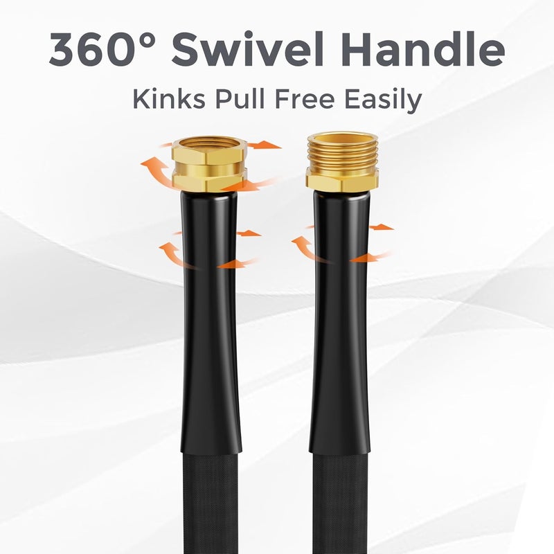 Giraffe Tools Garden Hose 25FT Lightweight Lay Flat Water Hose Kink Free Flexible Hose with 9 Spray Function Nozzle（Black） - Image 3
